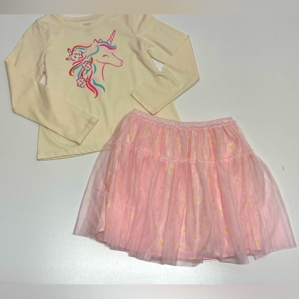 MEMBERS Mark Girls 2-piece Long Sleeve Graphic Unicorn Shirt & Tutu - 12